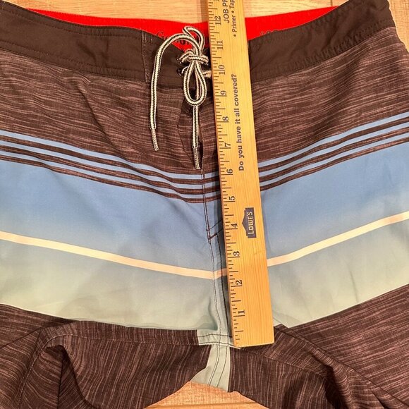 Goodfellow & Co Mens 32 Striped Blue & Black Swim Trunks With Drawstring Waist - Picture 4 of 6